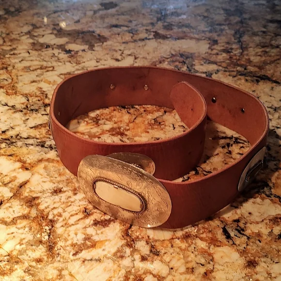 Chico's Brown Leather Belt with Silver-Tone Conchos - Picture 9 of 14